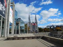 Basilique-cathédrale Notre-Dame in Ottawa seen from the National Gallery of Canada