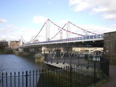 Chelsea Bridge in London at sunset