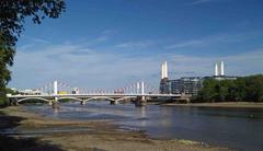 Chelsea Bridge spanning the River Thames with Battersea Power Station in the background