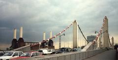 Battersea Power Station and Chelsea Bridge in London, 1992