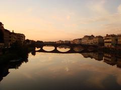 Sunset along Arno River in Florence, Italy