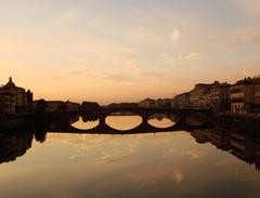 Sunset along Arno River in Florence, Italy