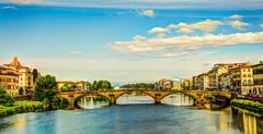 Panoramic view of Florence, Italy showcasing historic architecture and the Arno River