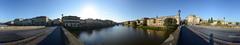 View of Arno River with historical buildings in Florence, Italy