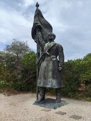 Liberating Soviet soldier statue in Memento Park, Budapest