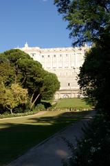 View of Campo del Moro gardens in Madrid with the Royal Palace in the background