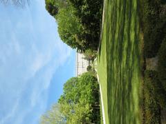 Historical garden Campo del Moro with lush greenery and pathways in Madrid.