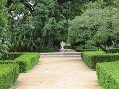 Jardim Botanico da Ajuda with a panoramic view showcasing its diverse plant life and well-maintained pathways