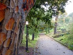 Pathway through the rose garden at Orto Botanico di Roma