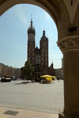 View of St. Mary's Basilica in Krakow from the interior of the Cloth Hall