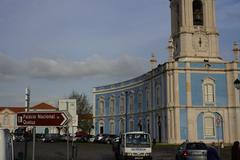 Queluz National Palace façade with blue sky