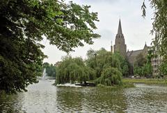 Holy Cross Church and Ixelles Pond in Brussels