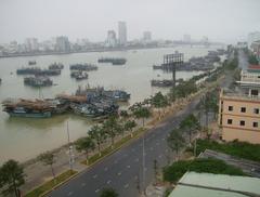 Foggy day in Da Nang with Han River Bridge in view