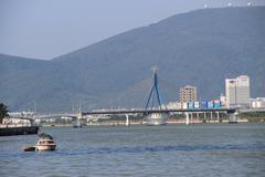 Han River in Da Nang, Vietnam with clear skies