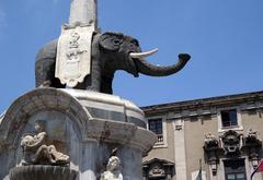 detailed view of the Elephant Fountain in Piazza del Duomo, Catania