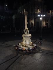 Elephant fountain in Catania's Cathedral square at night