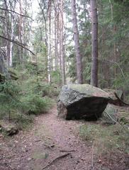 Large boulder on a road