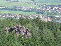 Andrejšky rock formation with Starý Plzenec in the background