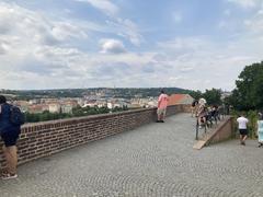 Panoramic view of central Prague, including the Vltava River