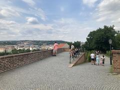 view of Praha cityscape with historical buildings and Vltava river