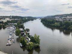 Cityscape of Prague with historic buildings and Vltava River