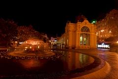 View of the Singing Fountain and Spa Colonnade in Mariánské Lázně