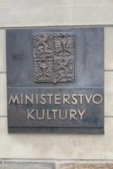 Ministry of Culture entrance plaque in Prague