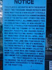 Sign at Jallianwala Bagh