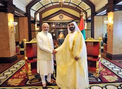 Narendra Modi meeting Mohammed bin Rashid Al Maktoum at Za’abeel Palace