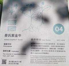 Information board of Tokio Suzuki in Botanists Memorial Garden, Taipei Botanical Garden