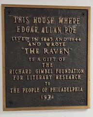 plaque inside the Edgar Allan Poe National Historic Site in Philadelphia