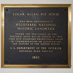 plaque inside the Edgar Allan Poe National Historic Site