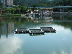 Dahu Park with scenic lake and arched white bridge