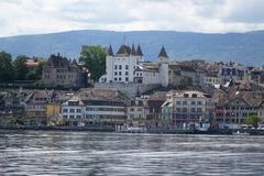 Nyon Castle on a steam boat on Lake Geneva