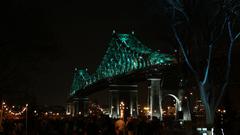 Jacques-Cartier Bridge illuminated at night during the inauguration