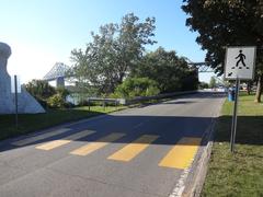 Pedestrian crosswalk on Saint Helen's Island near Jacques Cartier Bridge in Montreal