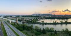 Jacques Cartier Bridge view from southern end towards Montreal