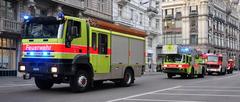 Fire engines parade in Zurich for 10 Jahre SRZ anniversary