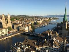 Zurich city view from St. Peter's tower