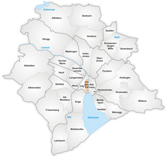 Lindenhof district map in Zurich