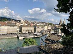 View of Limmat River from Lindenhof Hill in Zurich