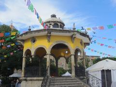 Tlaquepaque street with colorful decorations, 2021