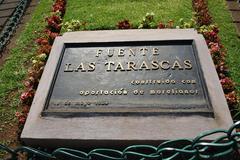 Las Tarascas Fountain plaque in Morelia, Mexico