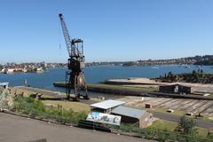 Aerial view of Cockatoo Island surrounded by water