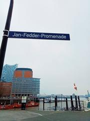 Jan-Fedder-Promenade street sign in Hamburg-Neustadt