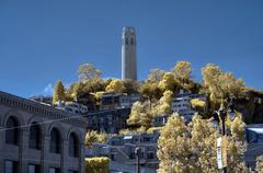 Coit Tower with a golden infrared effect