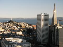 Coit and Transamerica Towers from Grand Hyatt on Union