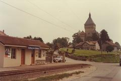 Historical Vufflens-le-Chateau BAM station building viewed from the trackside