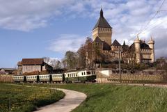 BAM train passing the Château de Vufflens