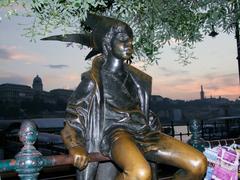 Little Princess statue in Budapest along the Danube River